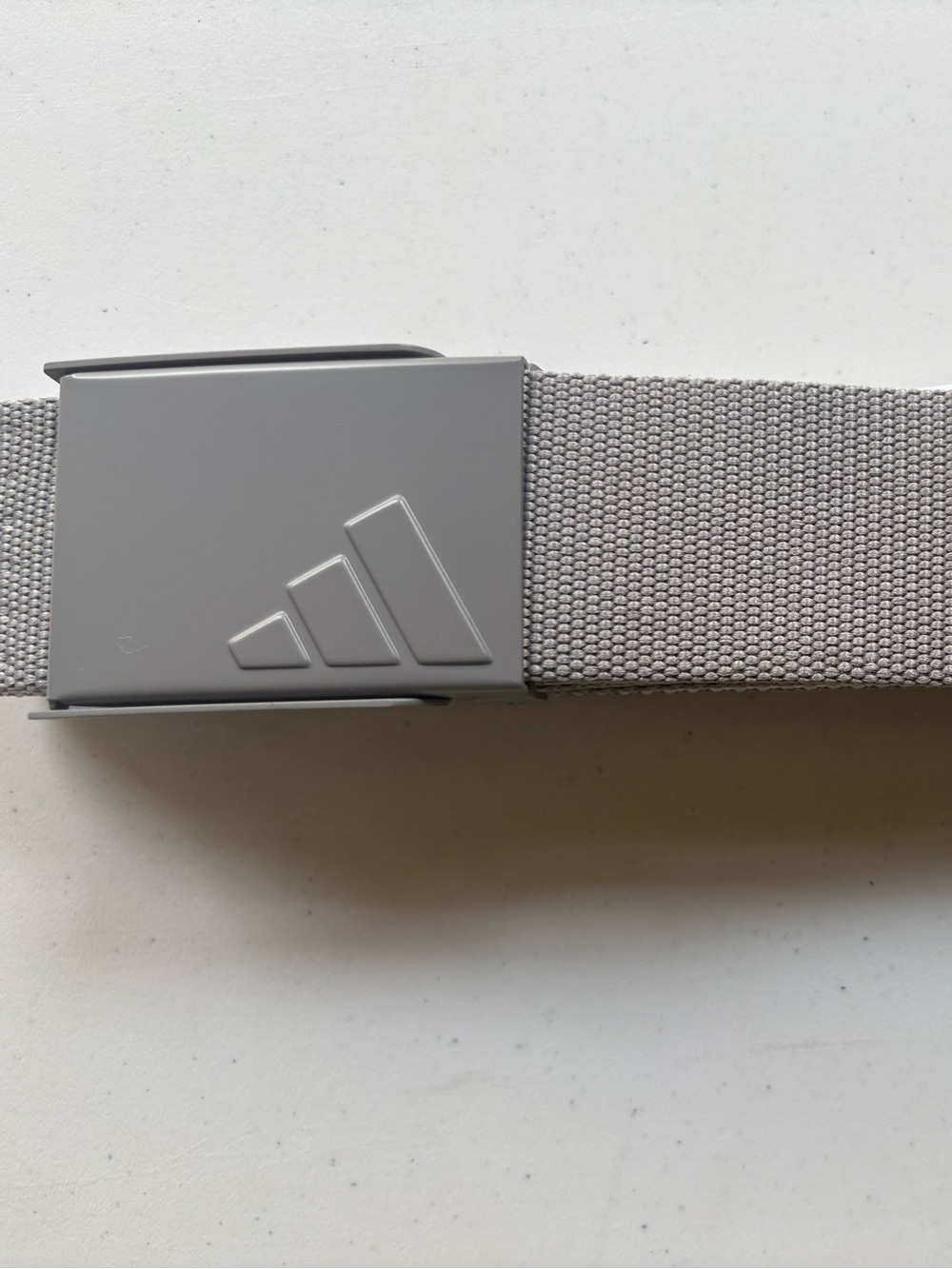 adidas Men's Light Gray Webbing Belt with Embossed Logo Buckle